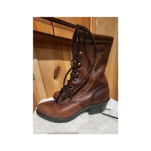 Vibram Western Boots, Women's, Size 7M, Cognac color, lace up.